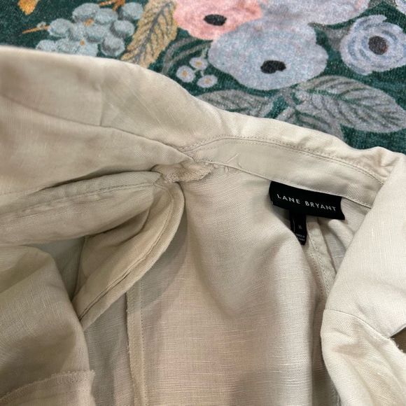 Lane Bryant Womens Belted Linen Jacket Sz 16 Utility Unstructured Beige Relaxed - Picture 9 of 16